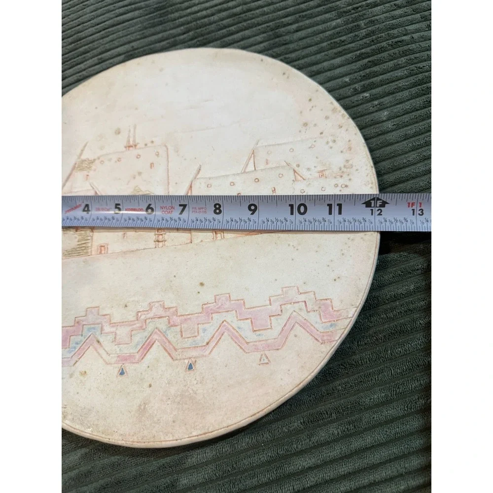 Round‎ Ceramic Wall Art Plaque Native American Southwestern Inspired Design